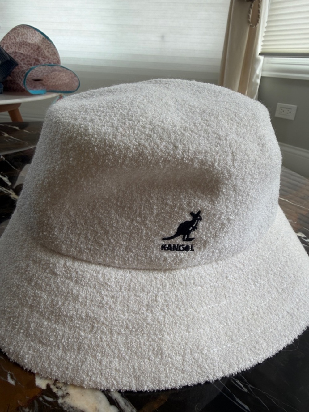 Kangol Off-White Terry Bucket Hat with Black Logo